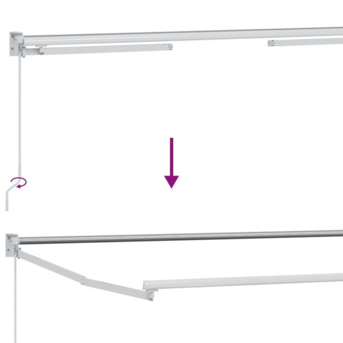  LED-es, kézi kihúzható napernyő Zöld és Fehér 3 x 2,5 m