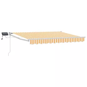    LED-es, kézi kihúzható napernyő Narancs és fehér 3,5 x 2,5 m