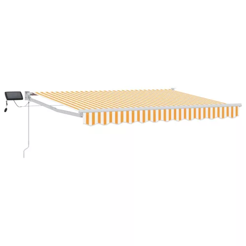  LED-es, kézi kihúzható napernyő Narancs és fehér 3,5 x 2,5 m