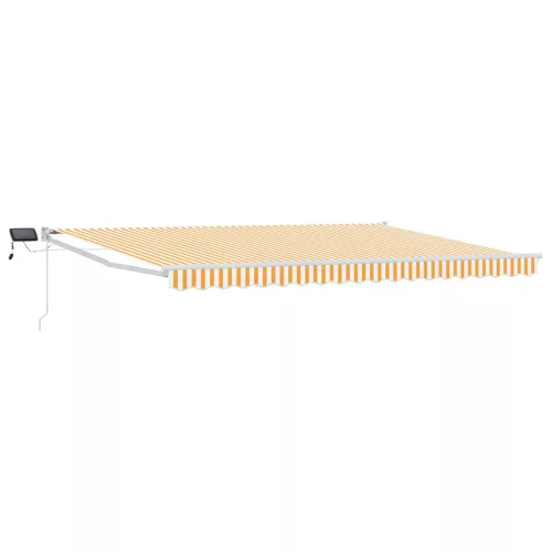  LED-es, kézi kihúzható napernyő Narancs és fehér 5 x 3 m