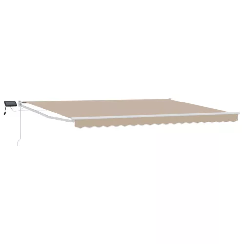  LED-es, kézi kihúzható napernyő Bézs 5 x 3 m
