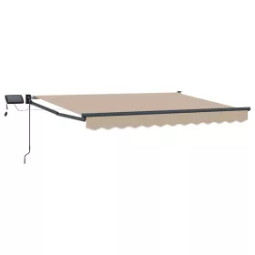  LED-es, kézi kihúzható napernyő Bézs 2,5 x 2 m