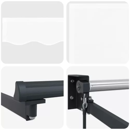  LED-es, kézi kihúzható napernyő Fehér 2,5 x 2 m