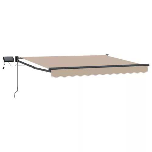  LED-es, kézi kihúzható napernyő Bézs 3,5 x 2 m