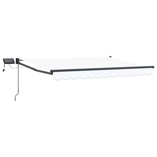  LED-es, kézi kihúzható napernyő Fehér 3,5 x 2 m