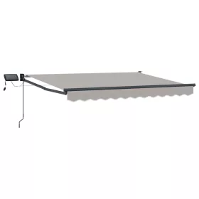    LED-es, kézi kihúzható napernyő Világosszürke 3,5 x 2 m