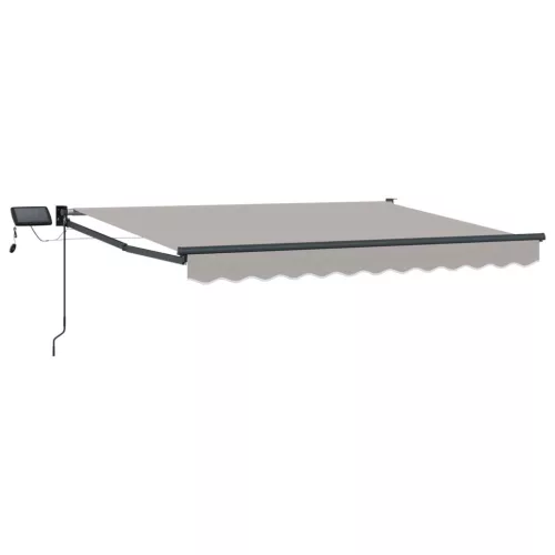  LED-es, kézi kihúzható napernyő Világosszürke 3,5 x 2 m