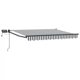    LED-es, kézi kihúzható napernyő Antracit és Fehér 3 x 2,5 m