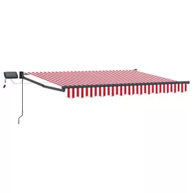   LED-es, kézi kihúzható napernyő Piros és Fehér 3 x 2,5 m