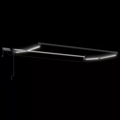  LED-es, kézi kihúzható napernyő Piros és Fehér 3 x 2,5 m