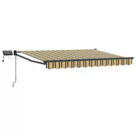    LED-es, kézi kihúzható napernyő Zöld és Sárga 3 x 2,5 m