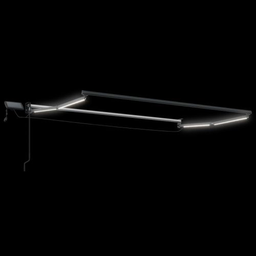  LED-es, kézi kihúzható napernyő Zöld és Fehér 3 x 2,5 m