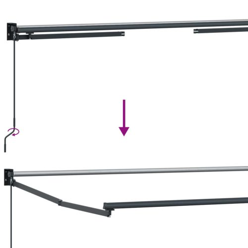  LED-es, kézi kihúzható napernyő Zöld és Fehér 3 x 2,5 m