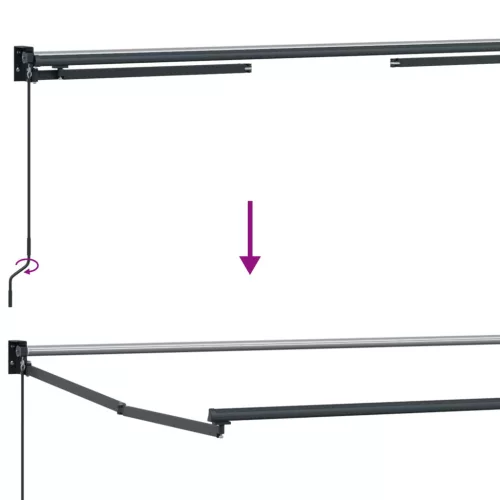  LED-es, kézi kihúzható napernyő Piros 3,5 x 2,5 m