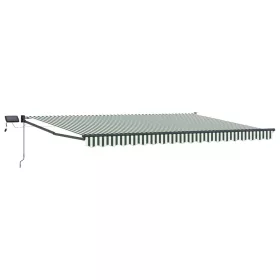    LED-es, kézi kihúzható napernyő Zöld és Fehér 4 × 3 m