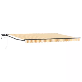    LED-es, kézi kihúzható napernyő Narancs és fehér 4,5 × 3 m