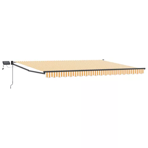  LED-es, kézi kihúzható napernyő Narancs és fehér 4,5 × 3 m