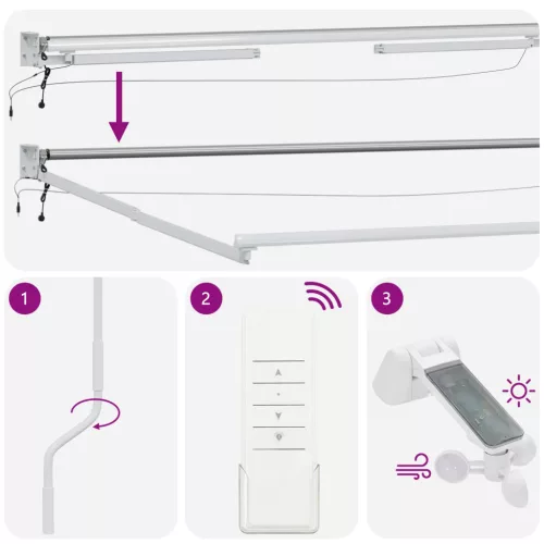  Elektromos Kihúzható Napernyő Zöld és Fehér 2,5 x 2 m