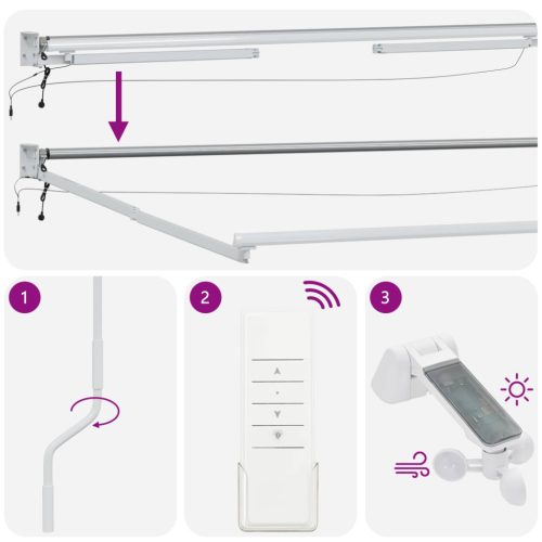  Elektromos Napernyő tartalmaz Sárga és Fehér 4 × 3 m Alumínium