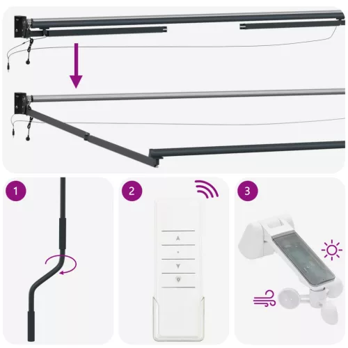  Elektromos Kihúzható Napernyő Antracit és Fehér 5 x 3 m