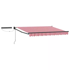    Elektromos Kihúzható Napernyő Piros és Fehér 3,5 x 2,5 m