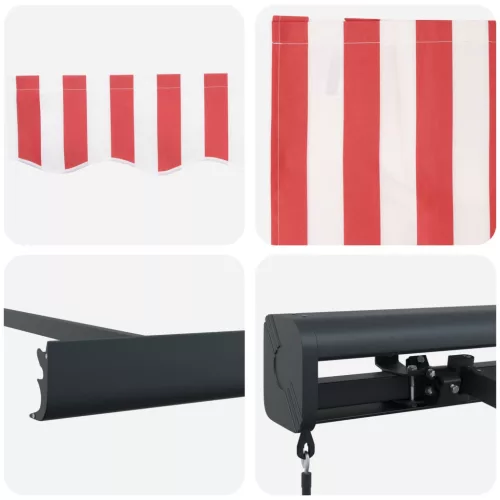  Behúzható napellenző Piros és Fehér 400 × 300 cm