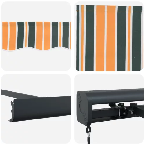  Behúzható napellenző Zöld és Sárga 4 × 3 m Vászon és Alumínium