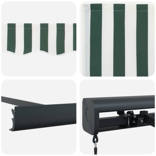  Behúzható napellenző Zöld és Fehér 4 × 3 m Vászon és Alumínium