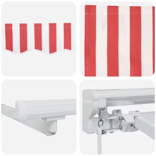  Kézi Retraktálható Napernyő Piros és Fehér 4 × 3 m