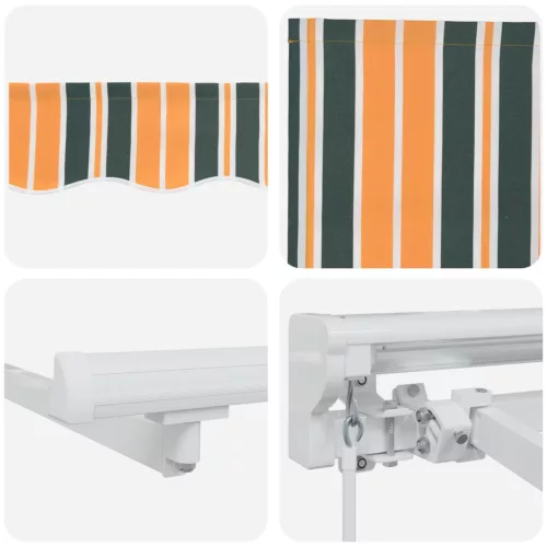  Kézi Retraktálható Napernyő Zöld és Sárga 4 × 3 m