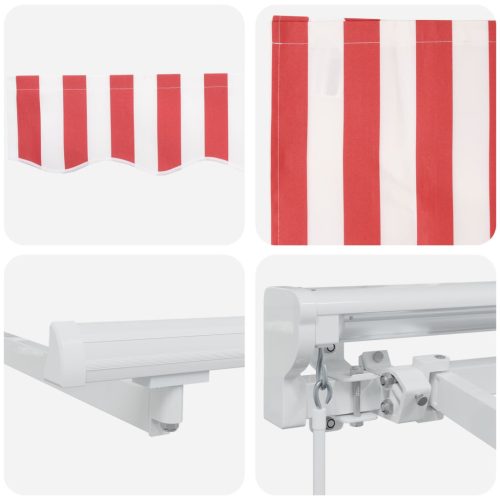  Kézi Retraktálható Napernyő Piros és Fehér 4,5 × 3,5 m