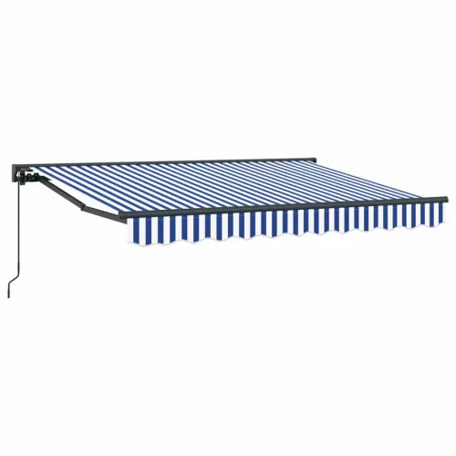  Kézi Retraktálható Napernyő Kék és Fehér 2,5 x 2 m