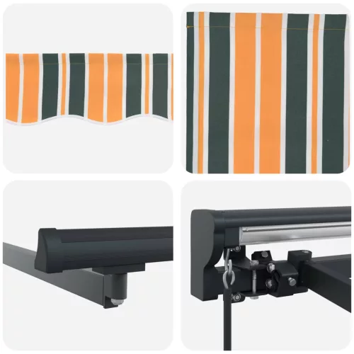  Kézi Retraktálható Napernyő Zöld és Sárga 5 × 3,5 m