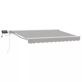    Kézi napellenző keret LED világítással Világosszürke 3 x 2,5 m