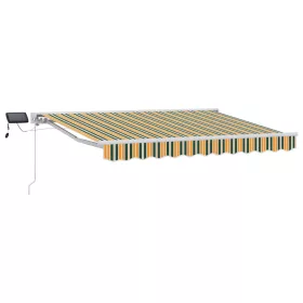    Kézi napellenző keret LED világítással Zöld és Sárga 3 x 2,5 m