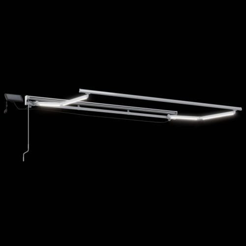  Kézi napellenző keret LED világítással Zöld és Fehér 3 x 2,5 m