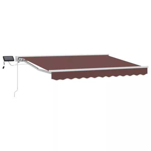  Kézi napellenző keret LED világítással Barna 3,5 x 2,5 m