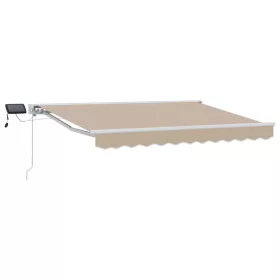    Kézi napellenző keret LED világítással Bézs 3,5 x 2,5 m