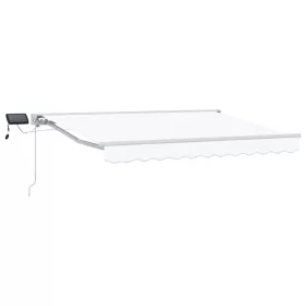    Kézi napellenző keret LED világítással Fehér 3,5 x 2,5 m