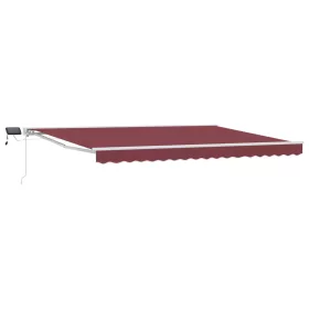    Kézi napellenző keret LED világítással Burgundi 4,5 × 3 m