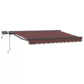  Kézi napellenző keret LED világítással Barna 3,5 x 2 m