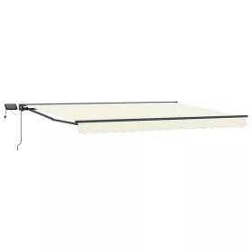    Kézi napellenző keret LED világítással Krémszínű 4 x 2 m