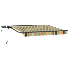    Kézi napellenző keret LED világítással Zöld és Sárga 3 x 2,5 m