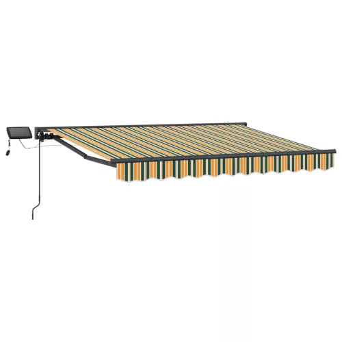  Kézi napellenző keret LED világítással Zöld és Sárga 3 x 2,5 m