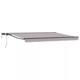    Kézi napellenző keret LED világítással Világosszürke 5 x 3 m