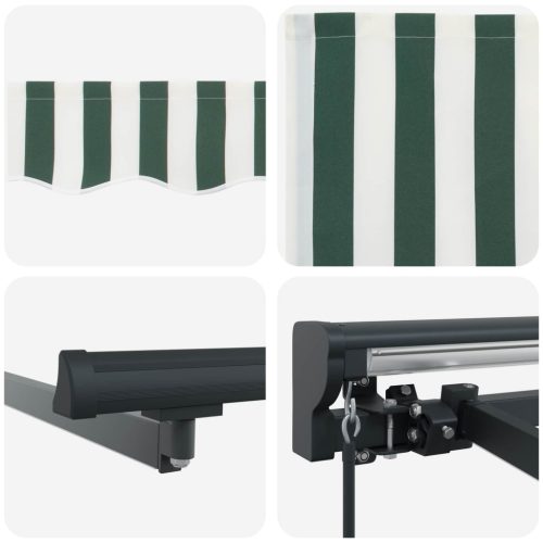  Kézi napellenző keret LED világítással Zöld és Fehér 5 × 3,5 m