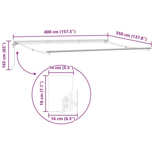  Elektromos Kihúzható Napernyő Világosszürke 4 × 3,5 m