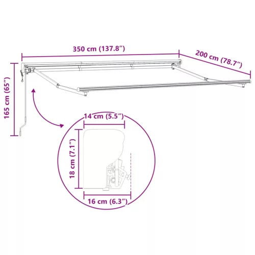  Elektromos Kihúzható Napernyő Zöld és Fehér 3,5 x 2 m