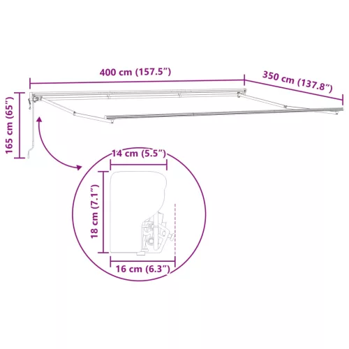  Elektromos Kihúzható Napernyő Fehér 4 × 3,5 m