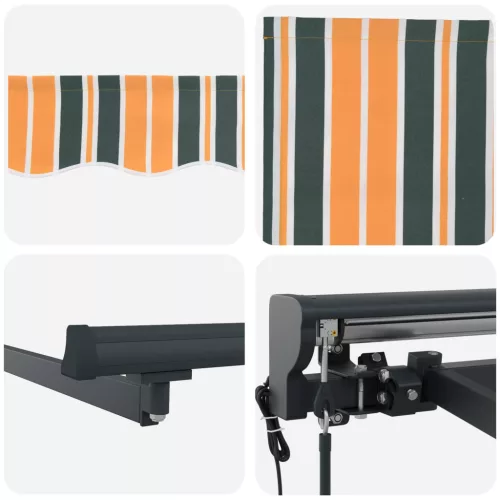  Elektromos Kihúzható Napernyő Zöld és Sárga 4 × 3,5 m